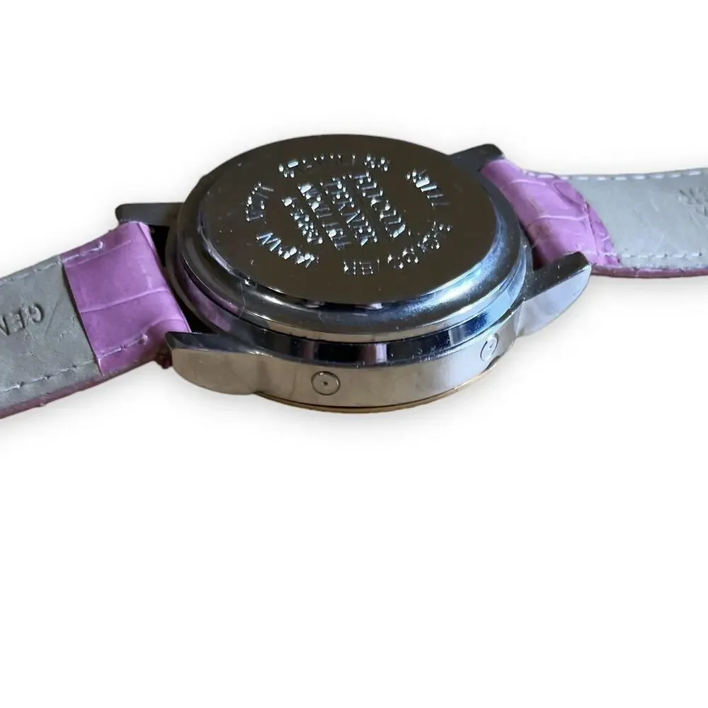 Bijoux Terner Women's Analog Watch Pink Leather Faux Croc Band Needs Battery
